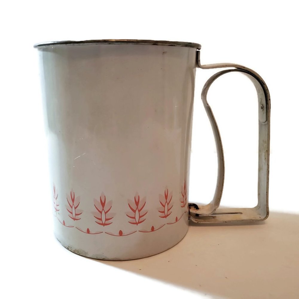 Androck Flour Sifter Pink Wheat Design USA Vtg